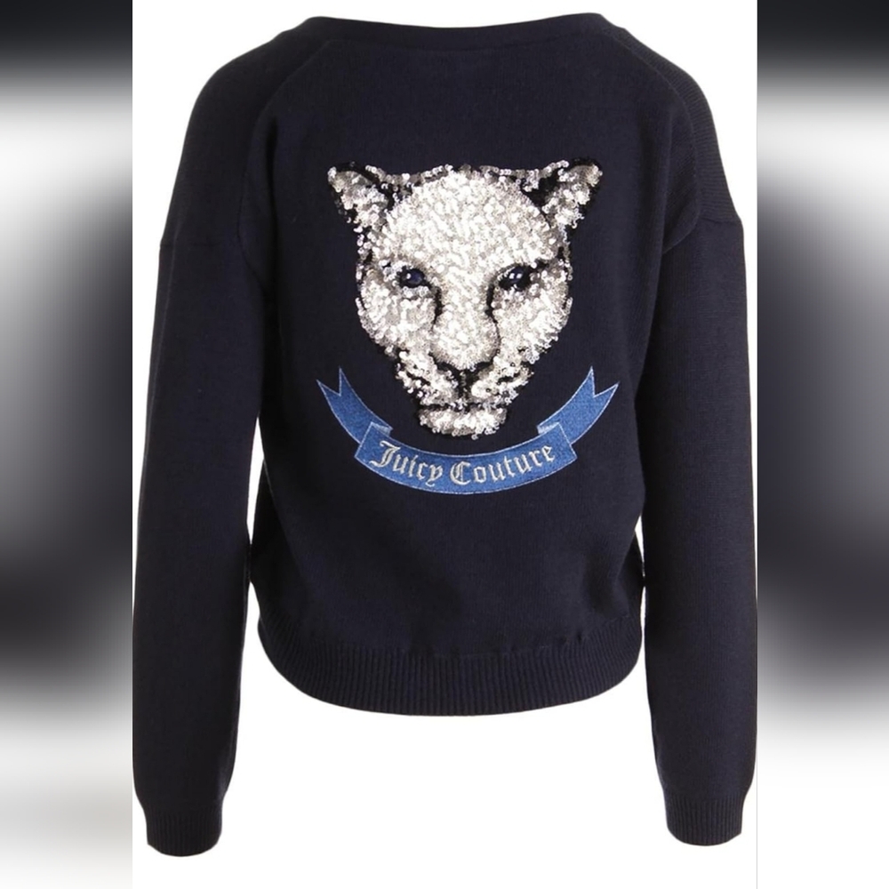 Juicy Couture Sequin Panther Sweater Cardigan